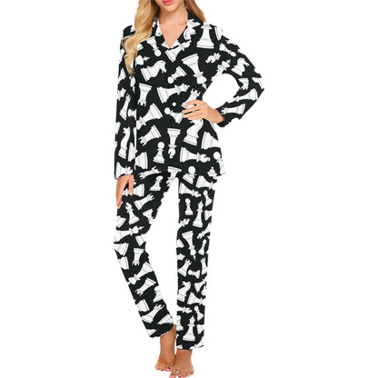 Chess Pattern Print Design 01 Women's Long Pajama Set