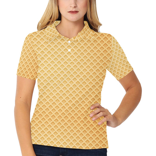 Waffle Texture Print Design LKS302 Women's Polo Shirt