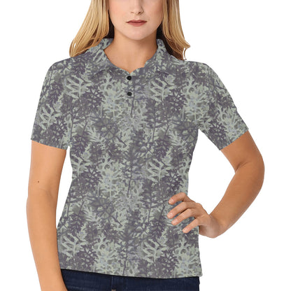 Camouflage Fern Pattern Print Design 05 Women's Polo Shirt