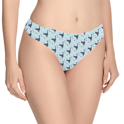 Whale Cute Design Themed Print Women's Thongs