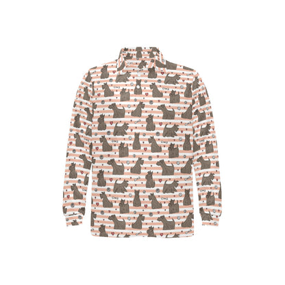 Scottish Terriers Print Design LKS3016 Long Sleeve Polo Shirt For Men's