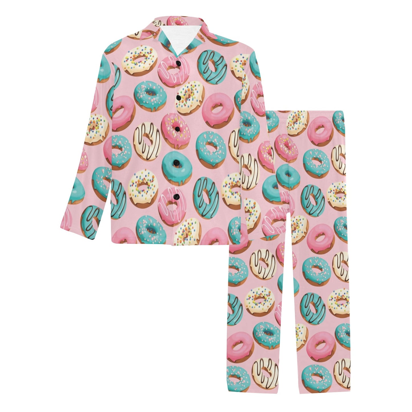 Donut Pattern Print Design DN06 Men's Long Pajama Set