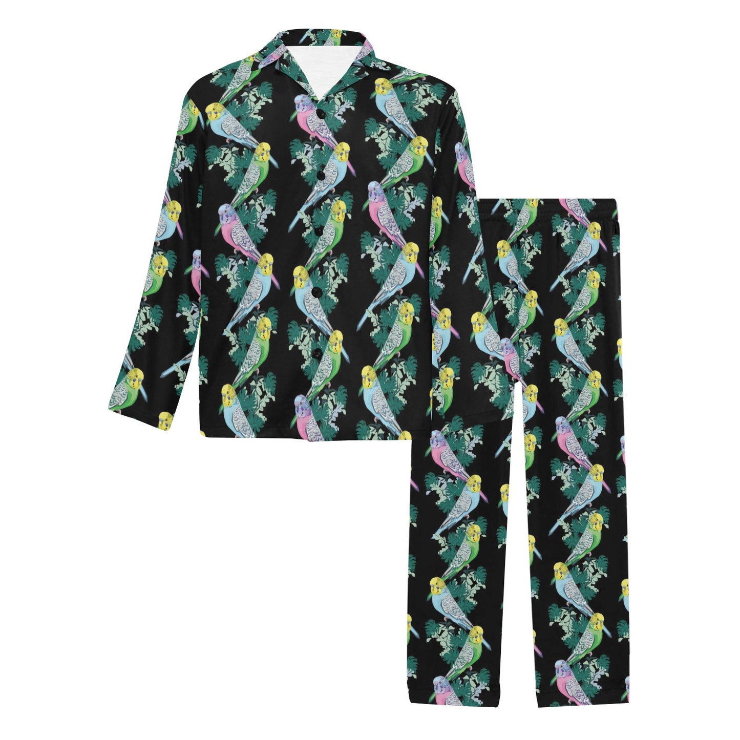 Budgerigar Pattern Print Design 03 Men's Long Pajama Set