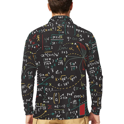 Math Pattern Print Design 04 Long Sleeve Polo Shirt For Men's