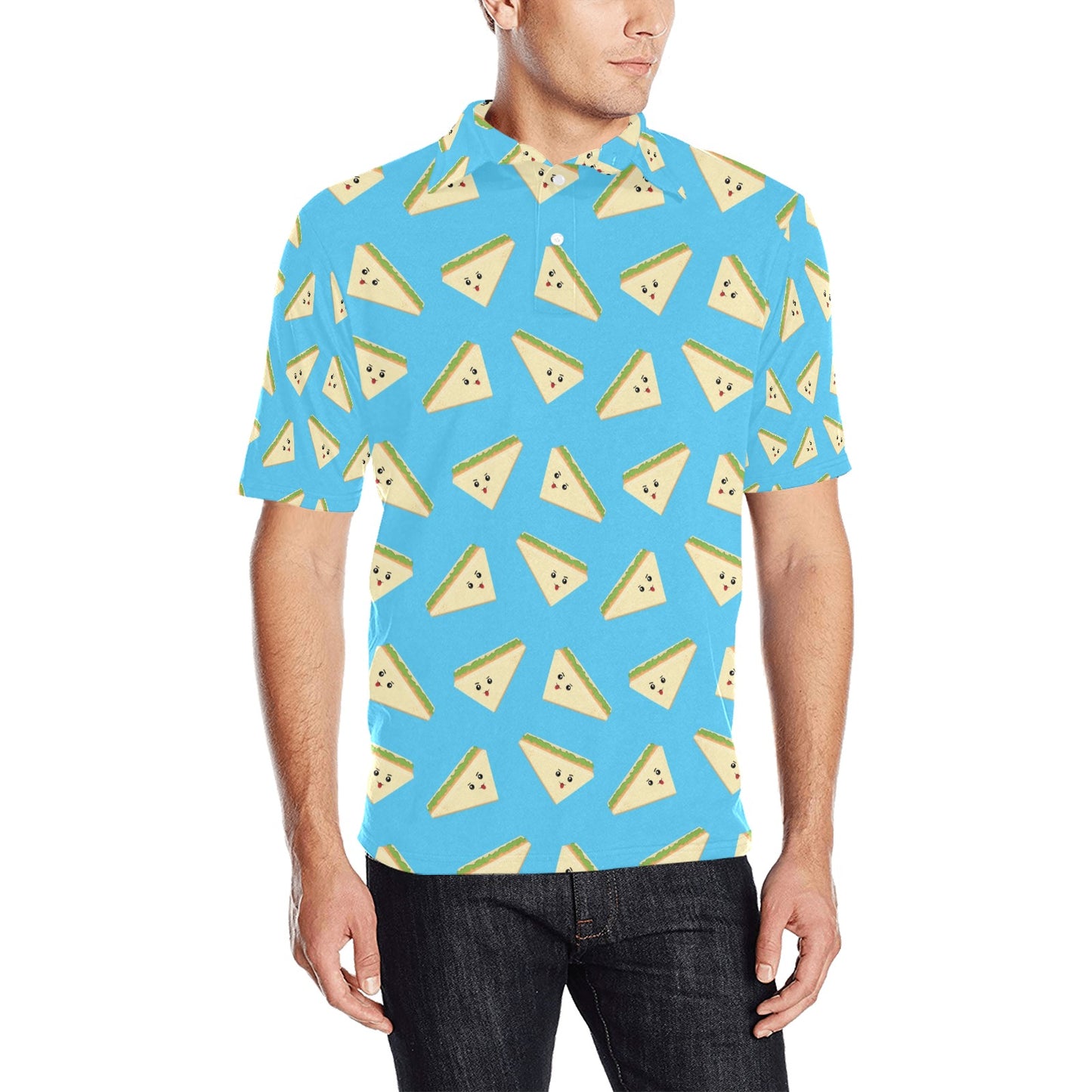 Sandwich Emoji Print Design LKS305 Men Polo Shirt