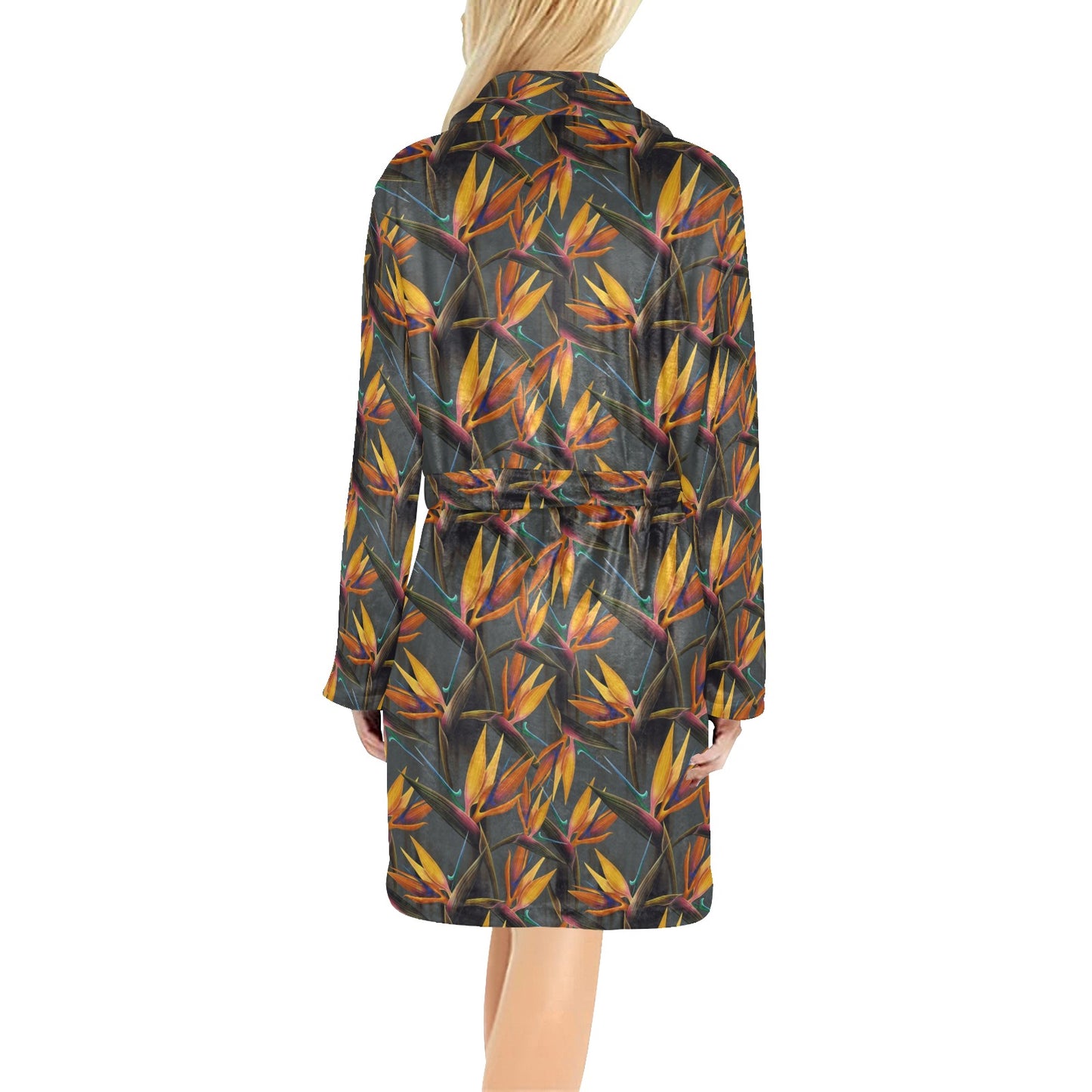 Bird Of Paradise Pattern Print Design 01 Women's Fleece Robe