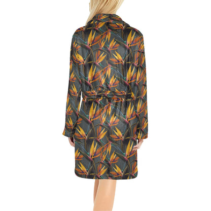 Bird Of Paradise Pattern Print Design 01 Women's Fleece Robe