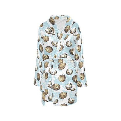 Coconut Pattern Print Design CN01 Women's Fleece Robe