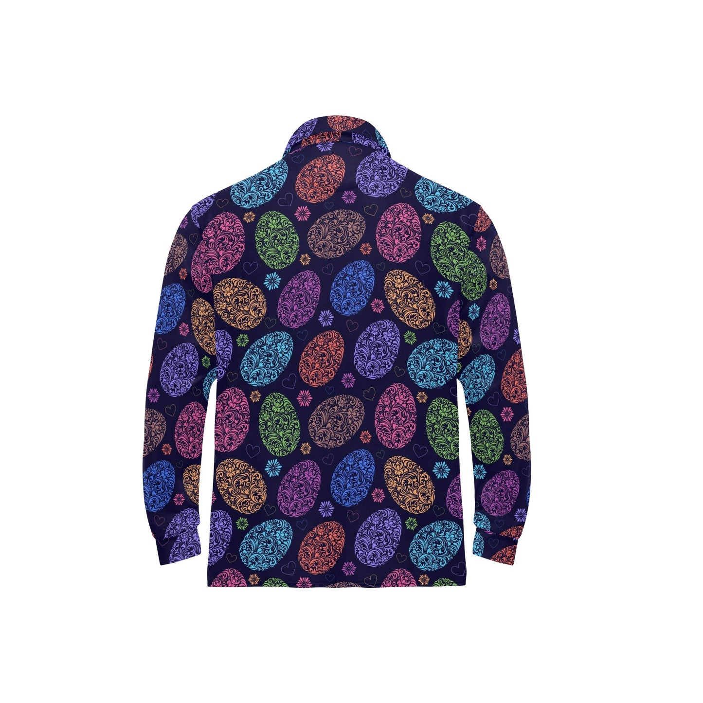 Easter Eggs Pattern Print Design RB012 Long Sleeve Polo Shirt For Men's