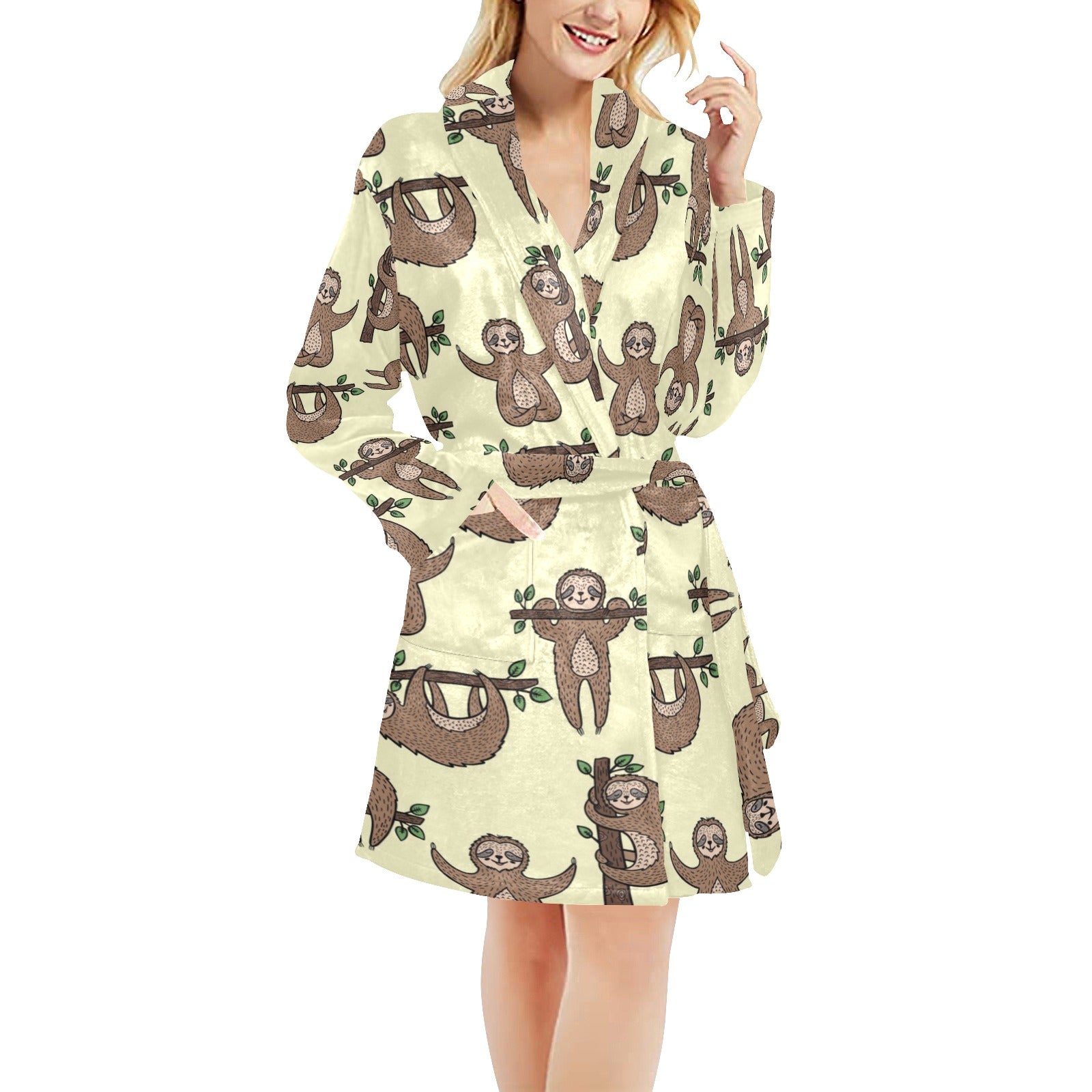 Sloth Print Design LKS3010 Women's Fleece Robe