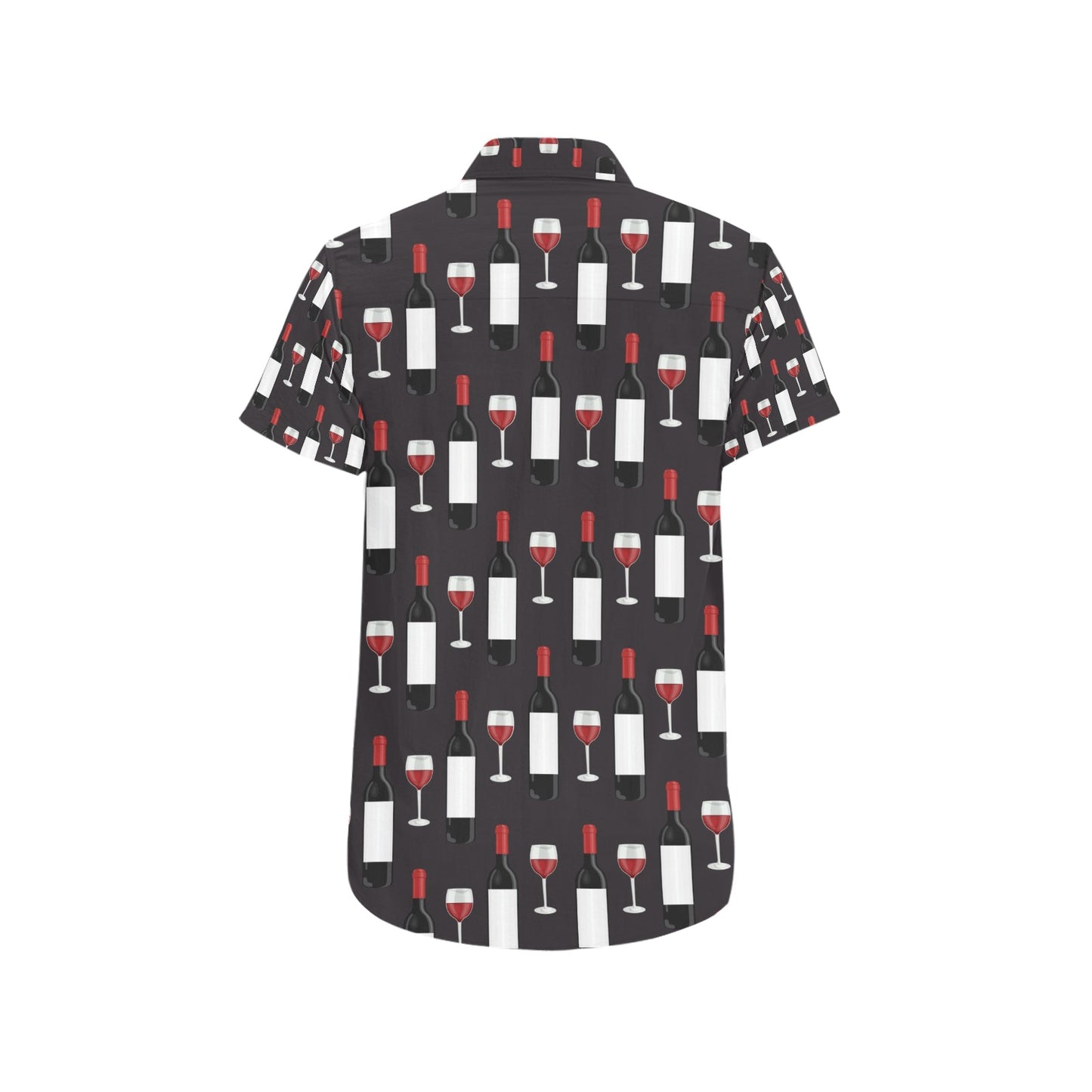 Wine Print Design LKS309 Men Short Sleeve Button Up Shirt
