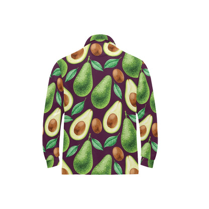 Avocado Pattern Print Design AC08 Long Sleeve Polo Shirt For Men's