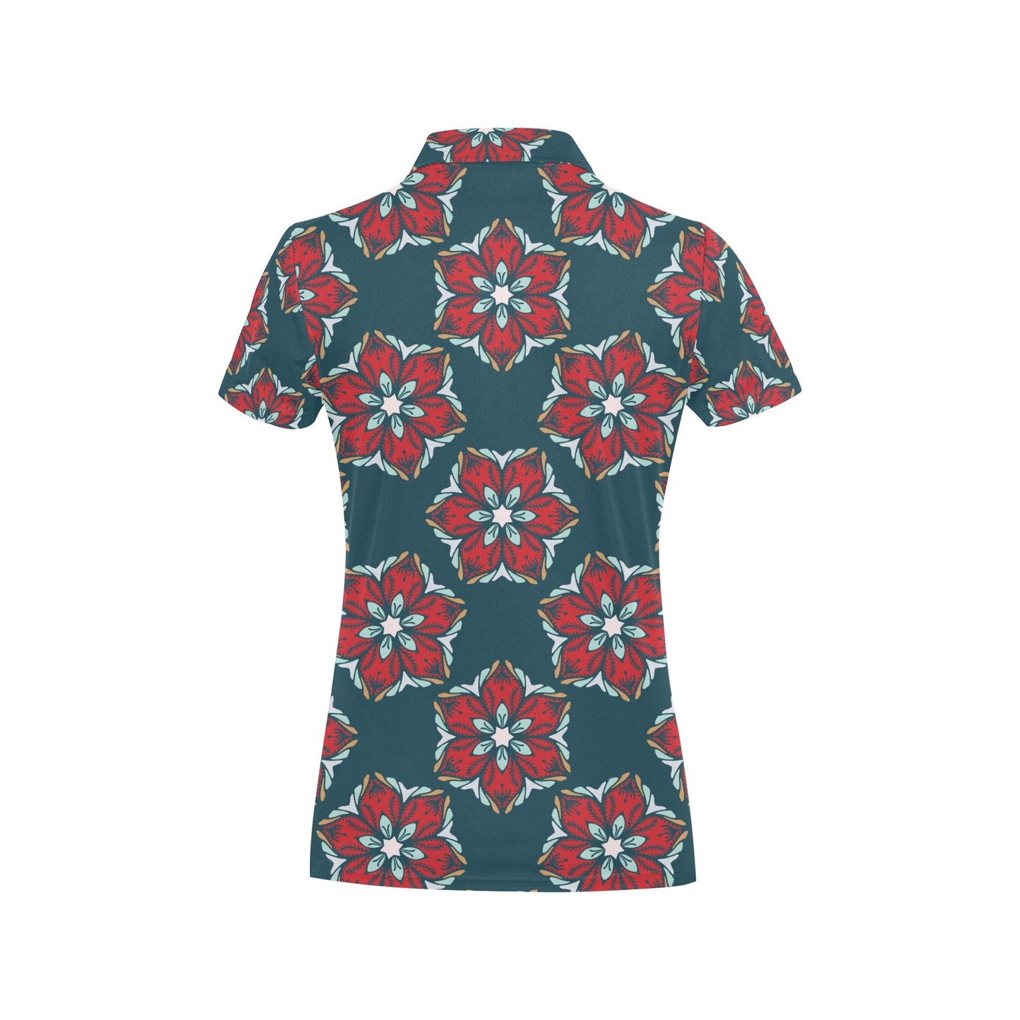 Poinsettia Pattern Print Design A03 Women's Polo Shirt