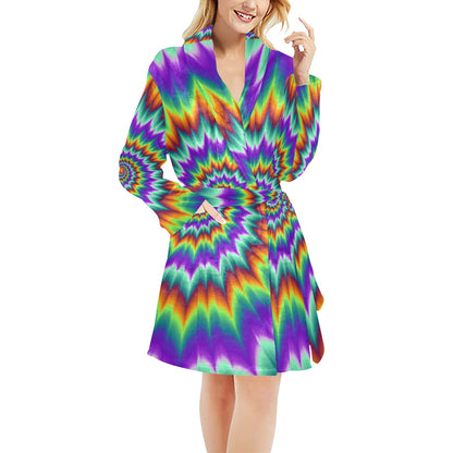 Optical illusion Pulsing fiery spirals Women's Fleece Robe