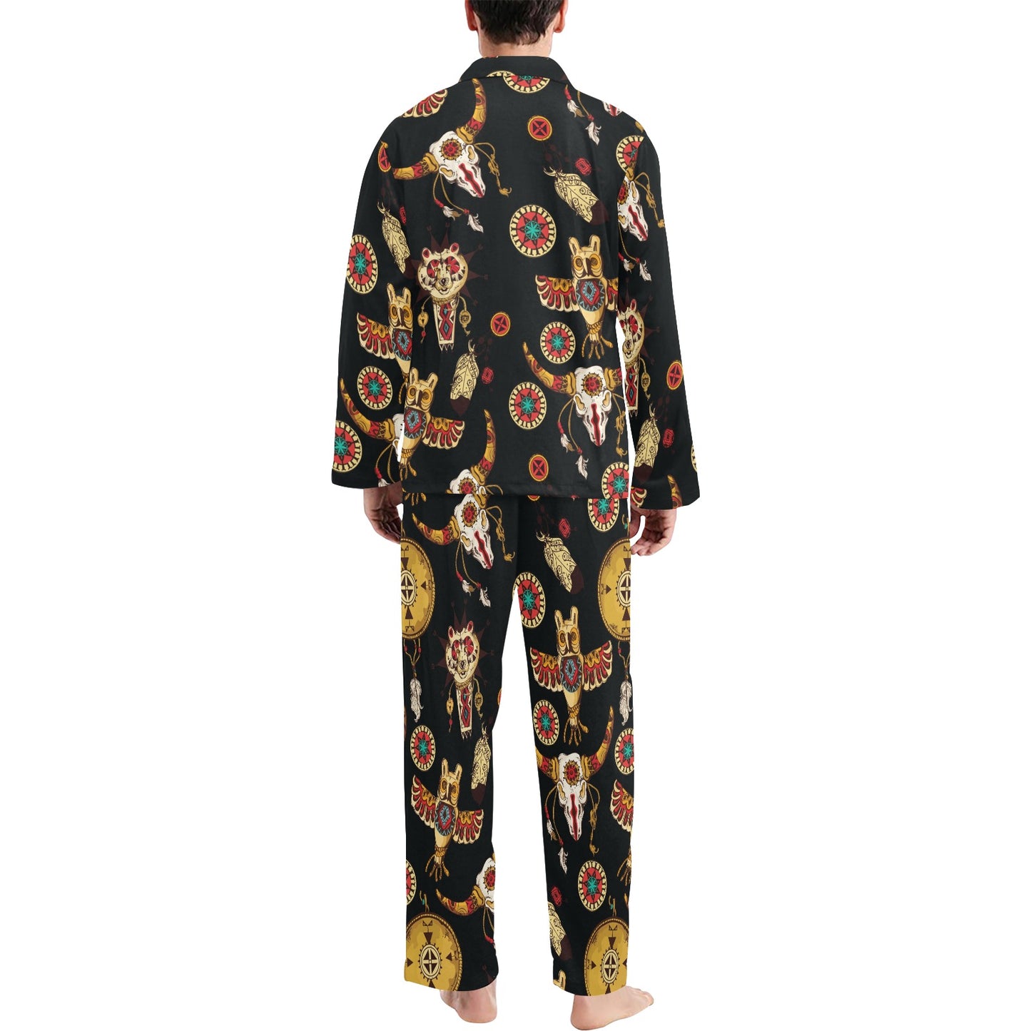 Native American Symbol Pattern Men's Long Pajama Set