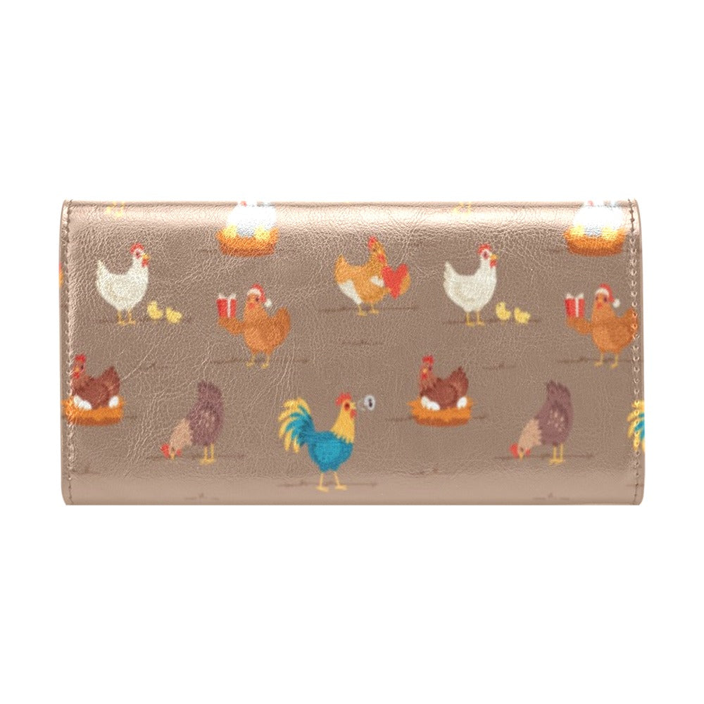 Chicken Happy Print Pattern Women's Trifold Wallet