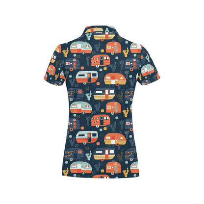 Camper Caravan Print Pattern Women's Polo Shirt