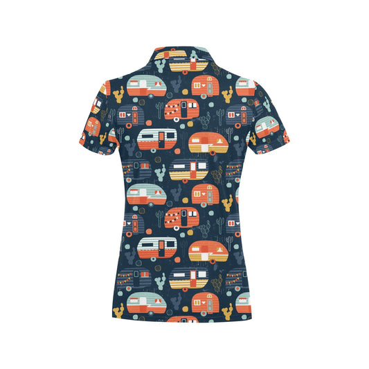 Camper Caravan Print Pattern Women's Polo Shirt