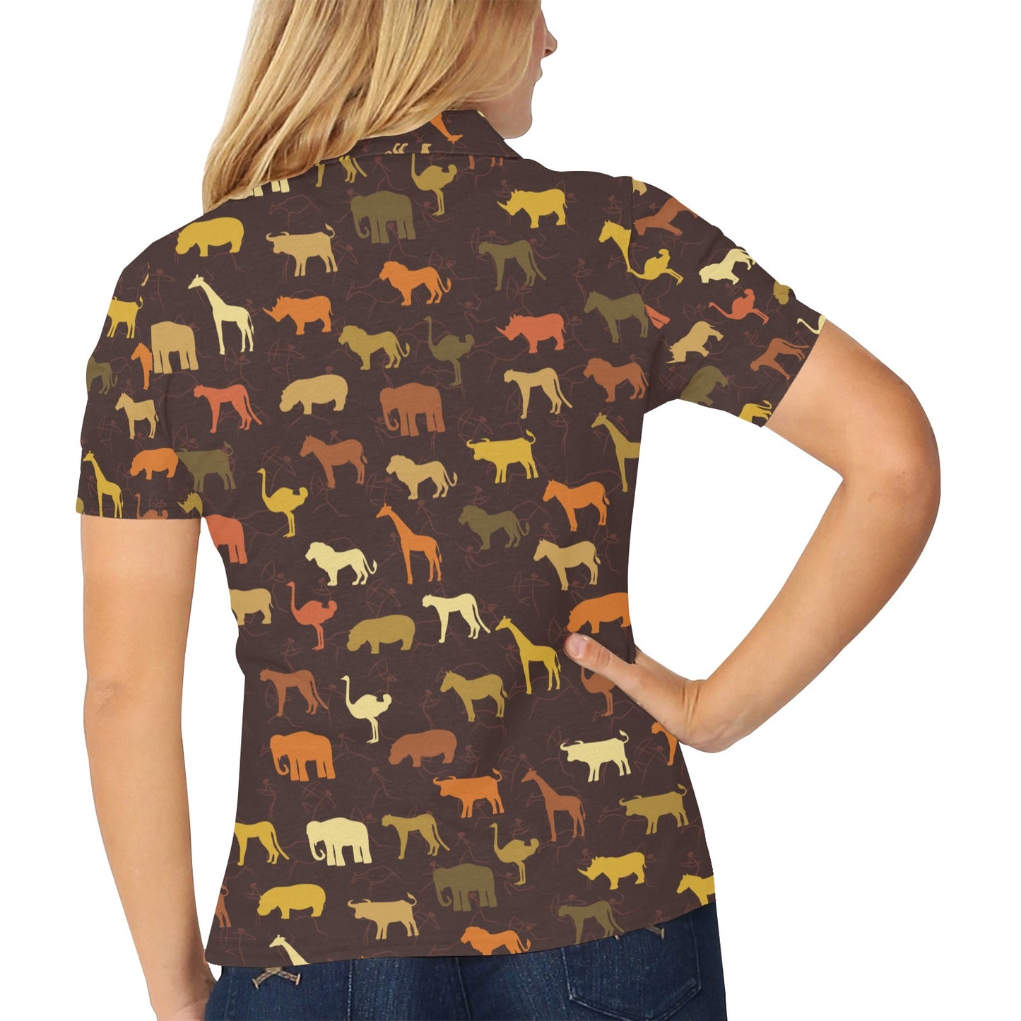 Safari Animal Print Design LKS301 Women's Polo Shirt