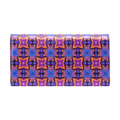 kaleidoscope Purple Orange Print Design Women's Trifold Wallet