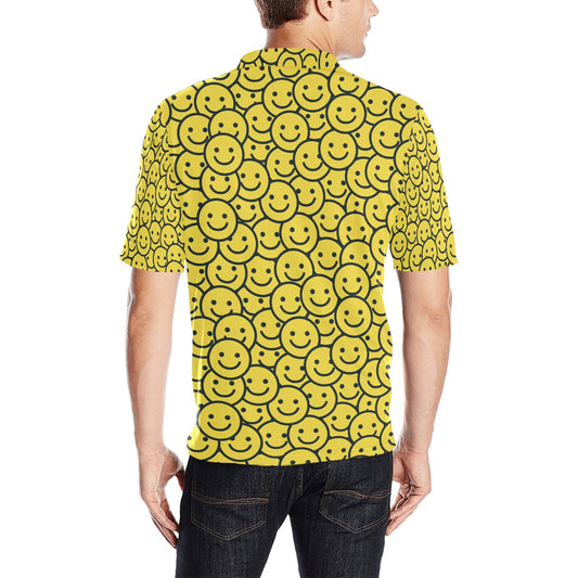 Smiley Face Emoji Print Design LKS302 Men Polo Shirt