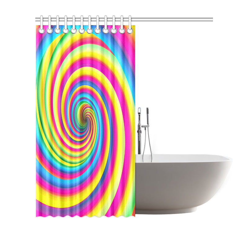Vortex Twist Swirl Rainbow Design Shower Curtain