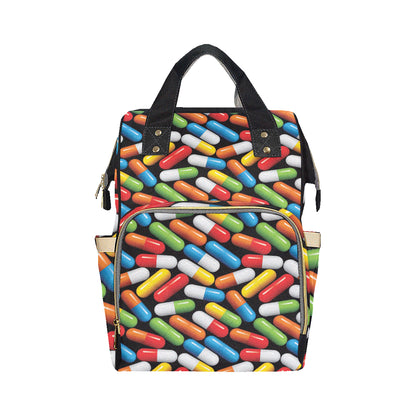 Pill Pattern Print Design A02 Diaper Bag Backpack