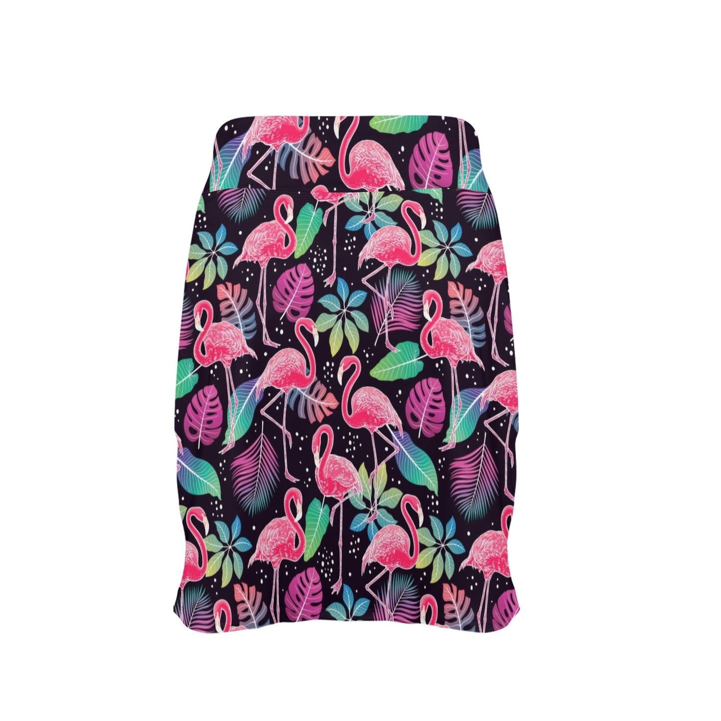 Flamingo Tropical leaves Neon Print 17" Golf & Pickleball Skort with Pockets