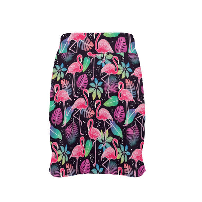Flamingo Tropical leaves Neon Print 17" Golf & Pickleball Skort with Pockets