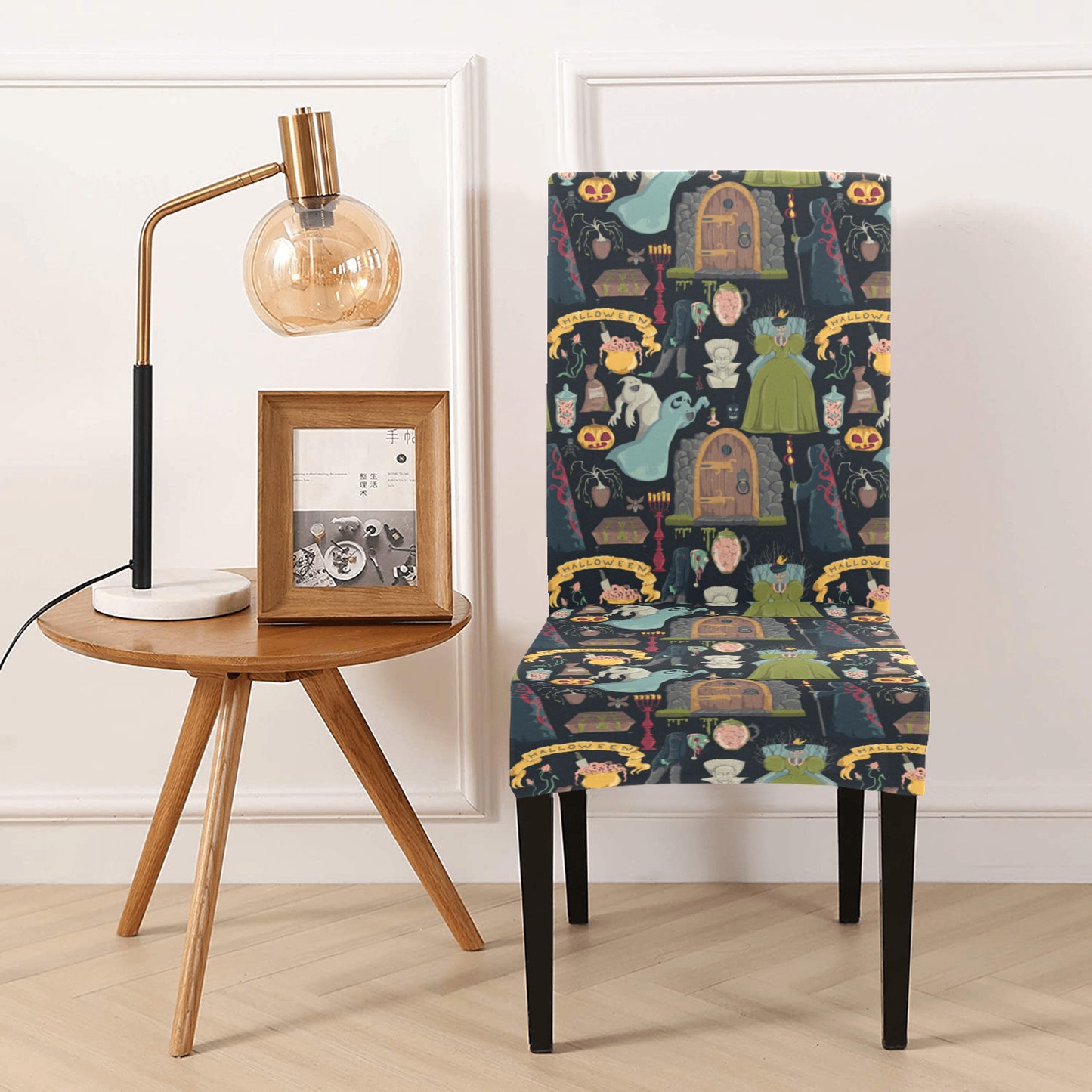 Creepy Halloween Print Design LKS304 Dining Chair Slipcover