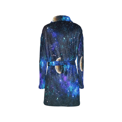 Galaxy Stardust Planet Space Print Women's Fleece Robe