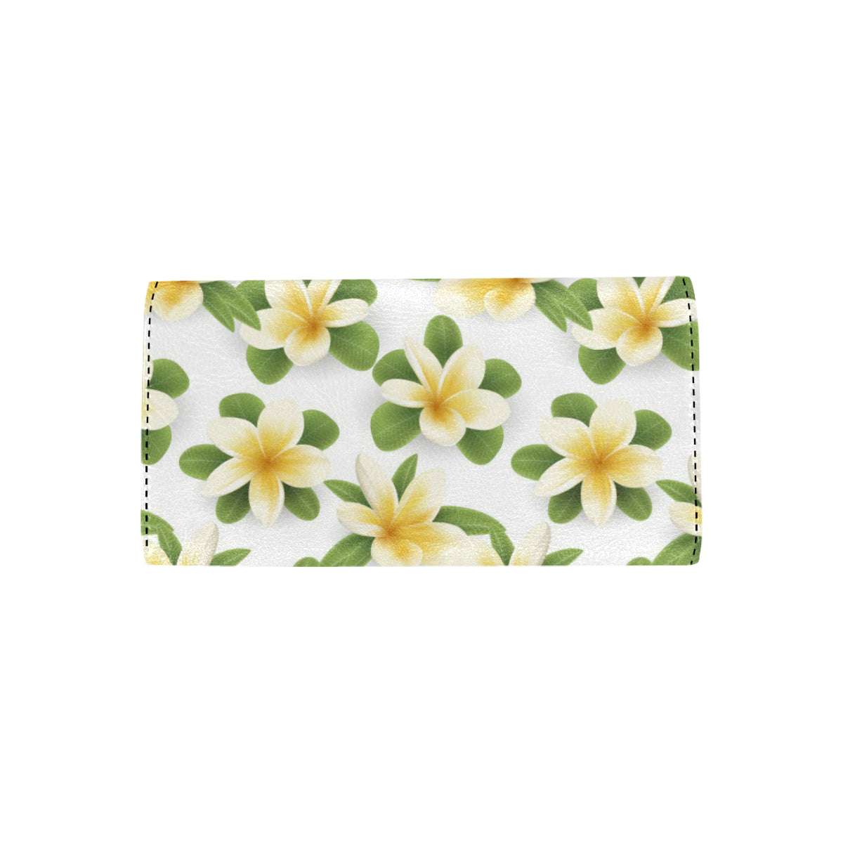 Yellow Plumeria Pattern Print Design PM012 Women's Trifold Wallet