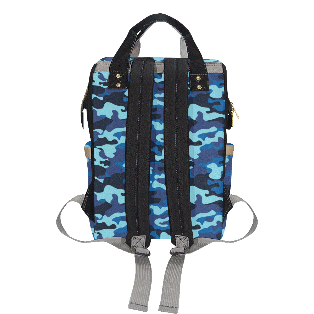 Camo Blue Pattern Print Design 04 Diaper Bag Backpack