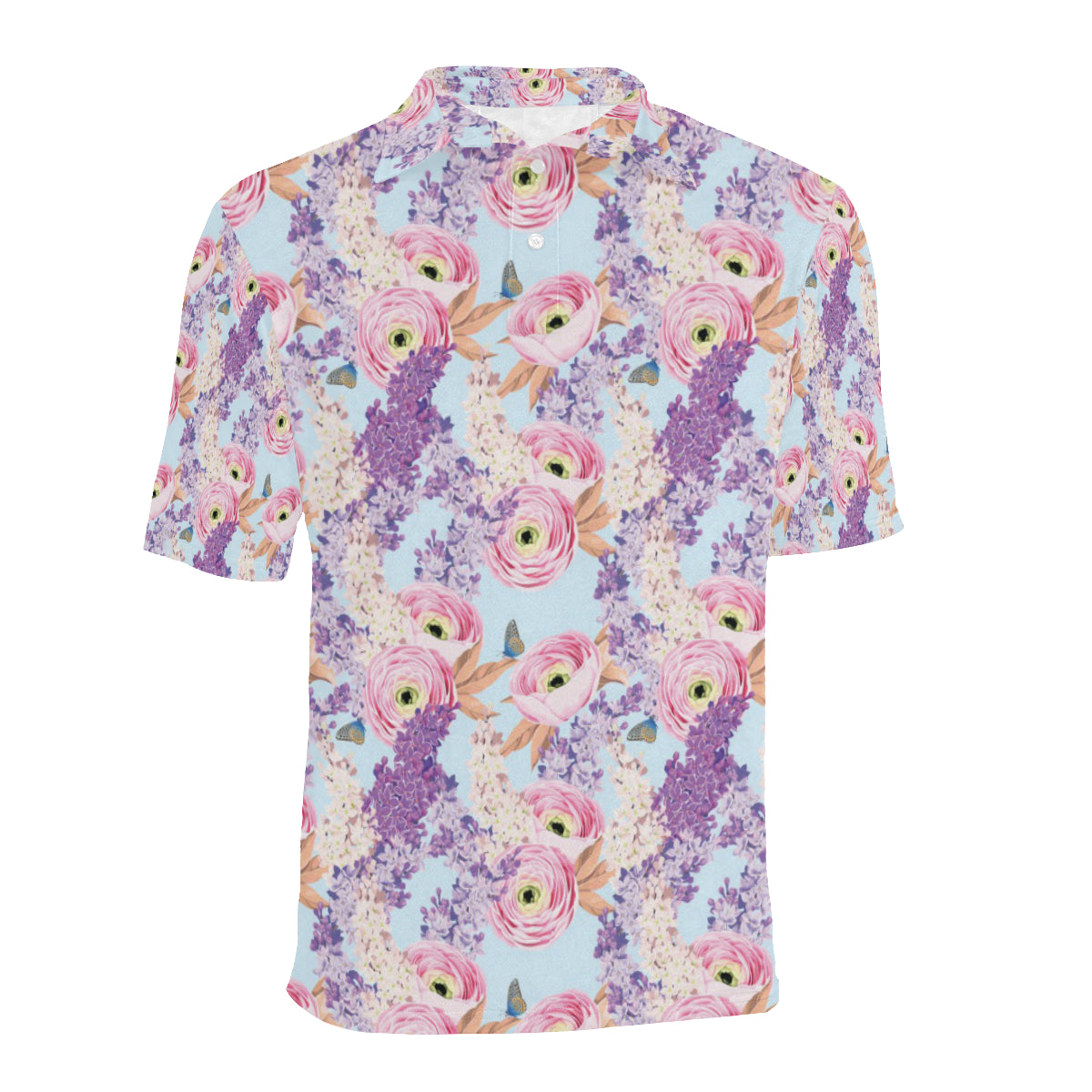 Lilac Pattern Print Design LI03 Men Polo Shirt