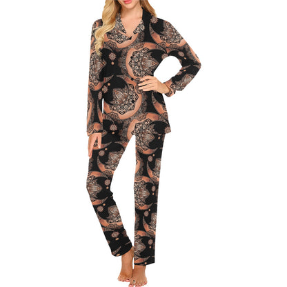 Sun Moon Mandala Women's Long Pajama Set