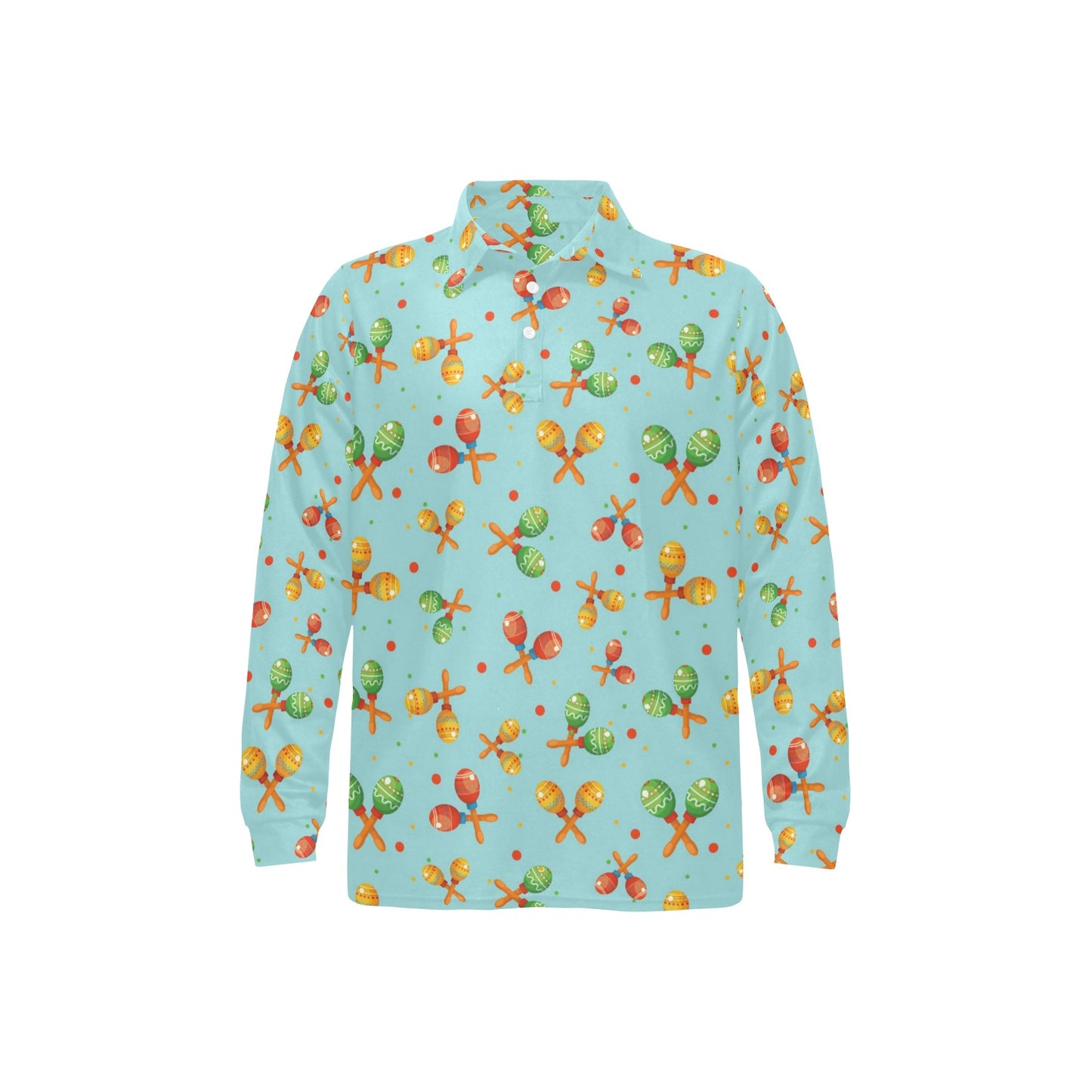 Maracas Print Design LKS402 Long Sleeve Polo Shirt For Men's
