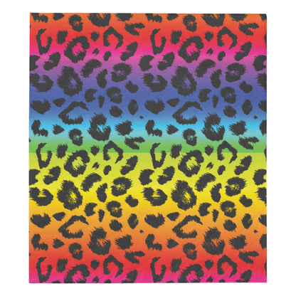 Rainbow Leopard Pattern Print Design A01 Premium Quilt