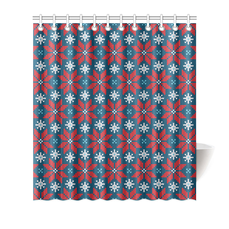 Poinsettia Pattern Print Design A02 Shower Curtain
