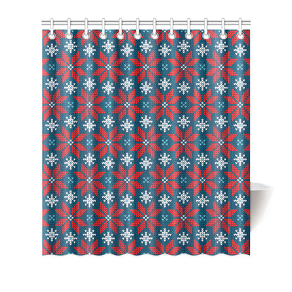 Poinsettia Pattern Print Design A02 Shower Curtain