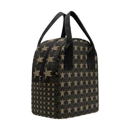 Gold Tribal Turtle Polynesian Design Insulated Lunch Bag