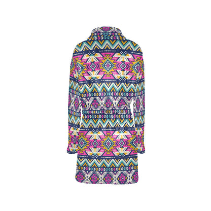 Aztec Pink Geometric Print Pattern Women's Fleece Robe