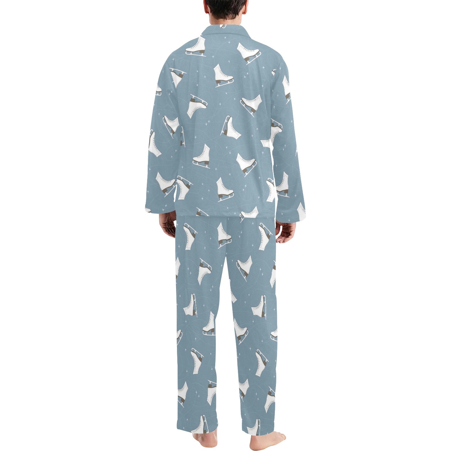 Ice Skate Pattern Print Design 02 Men's Long Pajama Set