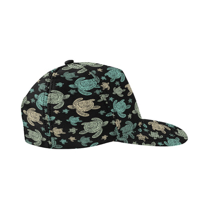 Sea Turtle Stamp Pattern Snapback Cap