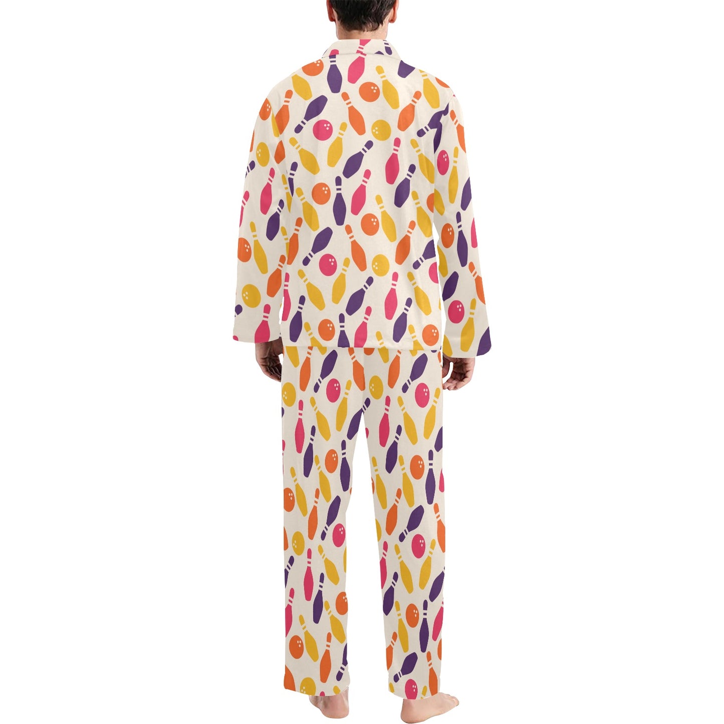 Bowling Pattern Print Design 06 Men's Long Pajama Set