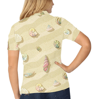 Beach with Seashell Theme Women's Polo Shirt