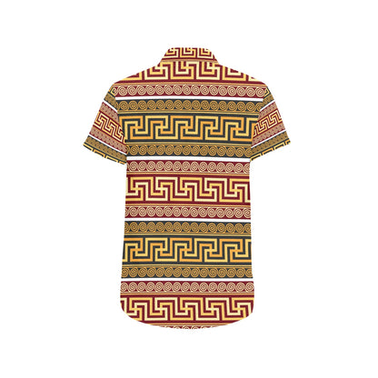 Ancient Greek Pattern Print Design LKS302 Men Short Sleeve Button Up Shirt