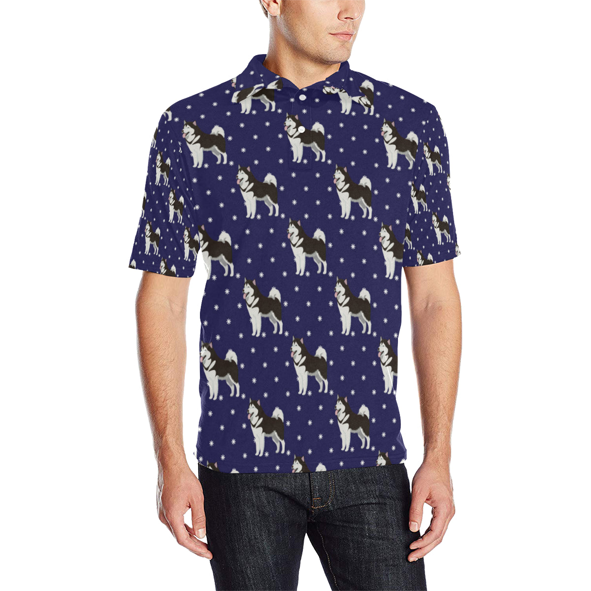 Alaskan Malamute Pattern Print Design 04 Men Polo Shirt