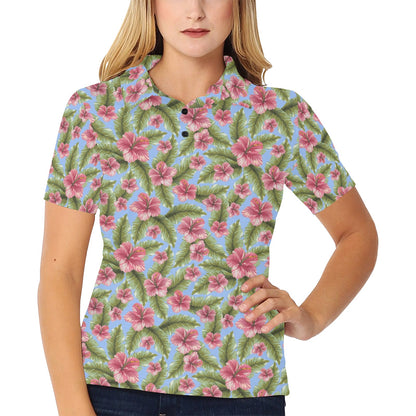 Tropical Flower Print Design LKS301 Women's Polo Shirt