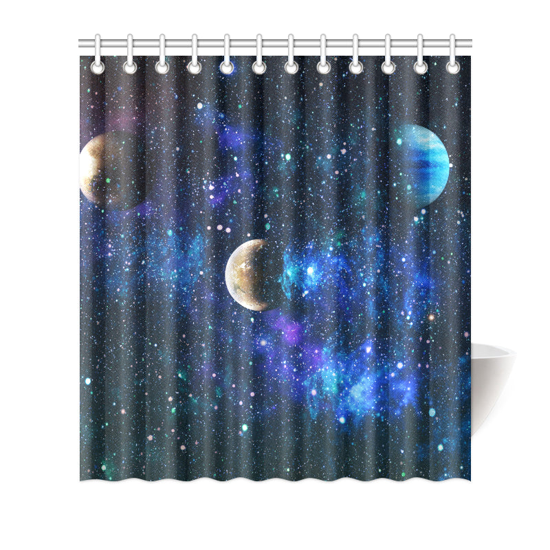 Galaxy Stardust Planet Space Print Shower Curtain