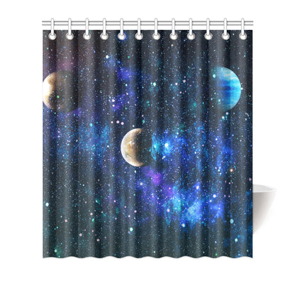 Galaxy Stardust Planet Space Print Shower Curtain